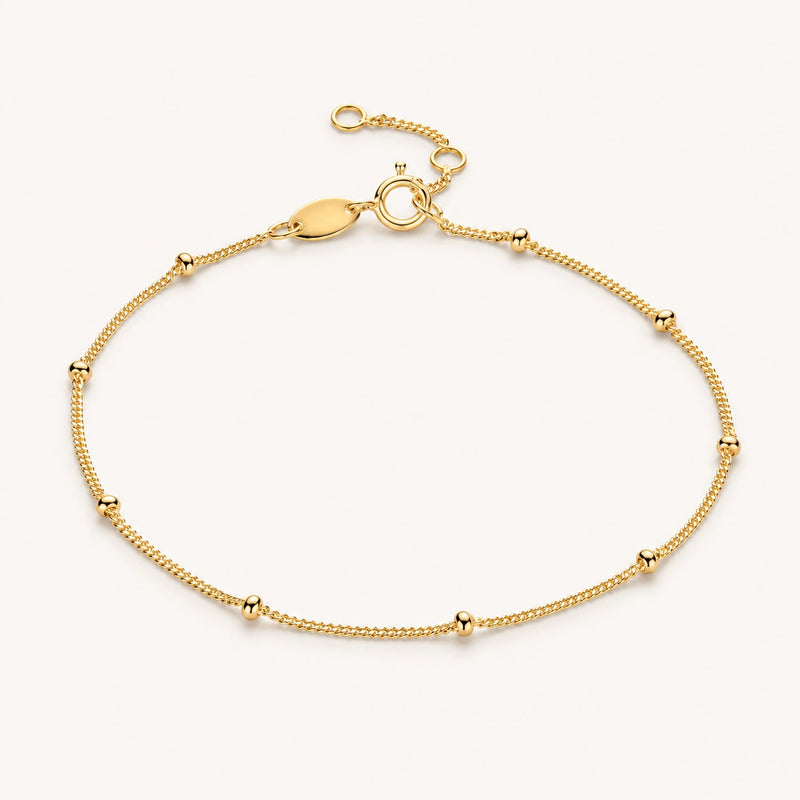 Thin Beaded Bracelet Gold