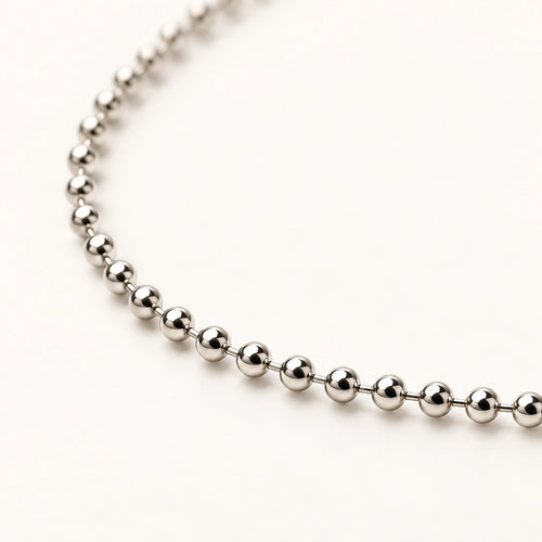 Beaded Chain Necklace Silver